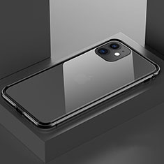 Handyhülle Hülle Luxus Aluminium Metall Rahmen Spiegel 360 Grad Tasche T03 für Apple iPhone 11 Schwarz