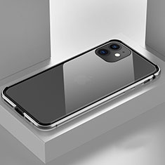 Handyhülle Hülle Luxus Aluminium Metall Rahmen Spiegel 360 Grad Tasche T03 für Apple iPhone 11 Silber