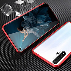 Handyhülle Hülle Luxus Aluminium Metall Rahmen Spiegel 360 Grad Tasche T03 für Huawei Honor 20 Rot