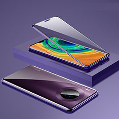 Handyhülle Hülle Luxus Aluminium Metall Rahmen Spiegel 360 Grad Tasche T03 für Huawei Mate 30 Pro Violett