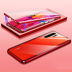 Handyhülle Hülle Luxus Aluminium Metall Rahmen Spiegel 360 Grad Tasche T03 für Huawei P30 Pro New Edition Rot