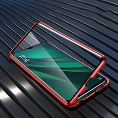 Handyhülle Hülle Luxus Aluminium Metall Rahmen Spiegel 360 Grad Tasche T03 für Oppo RX17 Pro Rot