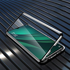 Handyhülle Hülle Luxus Aluminium Metall Rahmen Spiegel 360 Grad Tasche T03 für Oppo RX17 Pro Schwarz