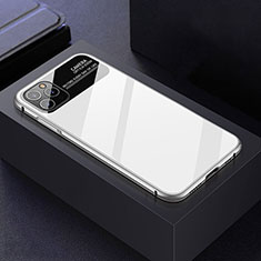 Handyhülle Hülle Luxus Aluminium Metall Rahmen Spiegel 360 Grad Tasche T04 für Apple iPhone 11 Pro Max Weiß