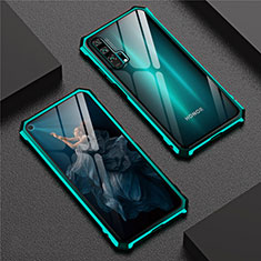Handyhülle Hülle Luxus Aluminium Metall Rahmen Spiegel 360 Grad Tasche T04 für Huawei Honor 20 Pro Grün