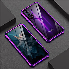 Handyhülle Hülle Luxus Aluminium Metall Rahmen Spiegel 360 Grad Tasche T04 für Huawei Honor 20 Pro Violett