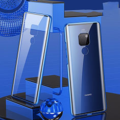Handyhülle Hülle Luxus Aluminium Metall Rahmen Spiegel 360 Grad Tasche T04 für Huawei Mate 20 Blau
