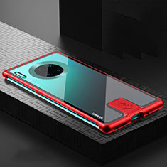 Handyhülle Hülle Luxus Aluminium Metall Rahmen Spiegel 360 Grad Tasche T04 für Huawei Mate 30 Rot