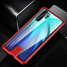 Handyhülle Hülle Luxus Aluminium Metall Rahmen Spiegel 360 Grad Tasche T04 für Huawei P30 Pro New Edition Rot