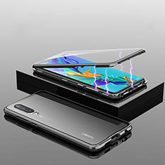 Handyhülle Hülle Luxus Aluminium Metall Rahmen Spiegel 360 Grad Tasche T04 für Huawei P30 Schwarz
