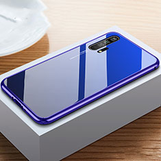 Handyhülle Hülle Luxus Aluminium Metall Rahmen Spiegel 360 Grad Tasche T05 für Huawei Honor 20 Pro Blau