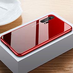 Handyhülle Hülle Luxus Aluminium Metall Rahmen Spiegel 360 Grad Tasche T05 für Huawei Honor 20 Pro Rot und Schwarz