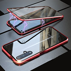 Handyhülle Hülle Luxus Aluminium Metall Rahmen Spiegel 360 Grad Tasche T05 für Huawei Honor 20 Rot