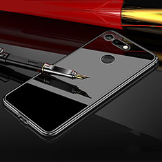 Handyhülle Hülle Luxus Aluminium Metall Rahmen Spiegel 360 Grad Tasche T05 für Huawei Honor V20 Schwarz