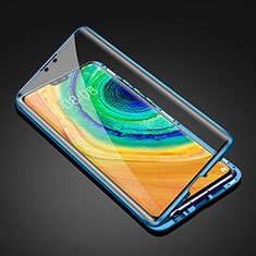Handyhülle Hülle Luxus Aluminium Metall Rahmen Spiegel 360 Grad Tasche T05 für Huawei Mate 30 Pro 5G Blau