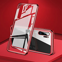 Handyhülle Hülle Luxus Aluminium Metall Rahmen Spiegel 360 Grad Tasche T05 für Huawei P30 Pro Rot