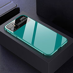 Handyhülle Hülle Luxus Aluminium Metall Rahmen Spiegel 360 Grad Tasche T06 für Apple iPhone 11 Cyan