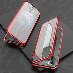 Handyhülle Hülle Luxus Aluminium Metall Rahmen Spiegel 360 Grad Tasche T06 für Apple iPhone 11 Pro Max Rot