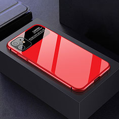 Handyhülle Hülle Luxus Aluminium Metall Rahmen Spiegel 360 Grad Tasche T06 für Apple iPhone 11 Rot