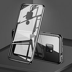 Handyhülle Hülle Luxus Aluminium Metall Rahmen Spiegel 360 Grad Tasche T06 für Huawei Mate 20 Schwarz