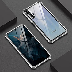 Handyhülle Hülle Luxus Aluminium Metall Rahmen Spiegel 360 Grad Tasche T06 für Huawei Nova 5T Silber