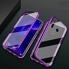 Handyhülle Hülle Luxus Aluminium Metall Rahmen Spiegel 360 Grad Tasche T06 für Huawei P30 Lite Violett
