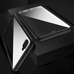 Handyhülle Hülle Luxus Aluminium Metall Rahmen Spiegel 360 Grad Tasche T06 für Oppo R15X Schwarz