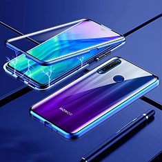 Handyhülle Hülle Luxus Aluminium Metall Rahmen Spiegel 360 Grad Tasche T07 für Huawei Honor 20E Blau