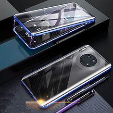 Handyhülle Hülle Luxus Aluminium Metall Rahmen Spiegel 360 Grad Tasche T07 für Huawei Mate 30 Pro Blau