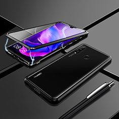 Handyhülle Hülle Luxus Aluminium Metall Rahmen Spiegel 360 Grad Tasche T07 für Huawei P30 Lite New Edition Schwarz
