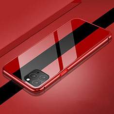 Handyhülle Hülle Luxus Aluminium Metall Rahmen Spiegel 360 Grad Tasche T08 für Apple iPhone 11 Pro Max Rot