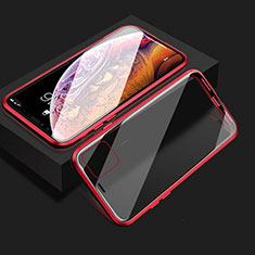Handyhülle Hülle Luxus Aluminium Metall Rahmen Spiegel 360 Grad Tasche T08 für Apple iPhone 11 Rot