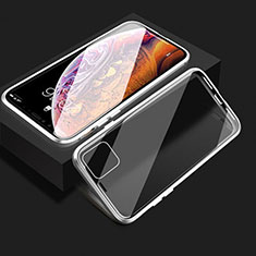 Handyhülle Hülle Luxus Aluminium Metall Rahmen Spiegel 360 Grad Tasche T08 für Apple iPhone 11 Silber
