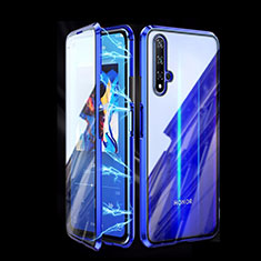 Handyhülle Hülle Luxus Aluminium Metall Rahmen Spiegel 360 Grad Tasche T08 für Huawei Honor 20 Blau