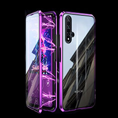 Handyhülle Hülle Luxus Aluminium Metall Rahmen Spiegel 360 Grad Tasche T08 für Huawei Honor 20S Violett