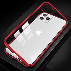 Handyhülle Hülle Luxus Aluminium Metall Rahmen Spiegel 360 Grad Tasche T09 für Apple iPhone 11 Pro Max Rot