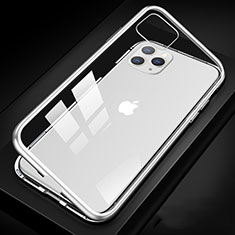 Handyhülle Hülle Luxus Aluminium Metall Rahmen Spiegel 360 Grad Tasche T09 für Apple iPhone 11 Pro Weiß
