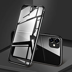 Handyhülle Hülle Luxus Aluminium Metall Rahmen Spiegel 360 Grad Tasche T09 für Apple iPhone 11 Schwarz