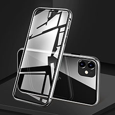 Handyhülle Hülle Luxus Aluminium Metall Rahmen Spiegel 360 Grad Tasche T09 für Apple iPhone 11 Weiß