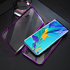 Handyhülle Hülle Luxus Aluminium Metall Rahmen Spiegel 360 Grad Tasche T09 für Huawei Honor 20 Violett