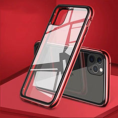 Handyhülle Hülle Luxus Aluminium Metall Rahmen Spiegel 360 Grad Tasche T10 für Apple iPhone 11 Pro Max Rot