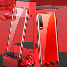 Handyhülle Hülle Luxus Aluminium Metall Rahmen Spiegel 360 Grad Tasche T10 für Huawei P30 Rot