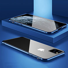 Handyhülle Hülle Luxus Aluminium Metall Rahmen Spiegel 360 Grad Tasche T11 für Apple iPhone 11 Pro Blau