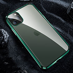 Handyhülle Hülle Luxus Aluminium Metall Rahmen Spiegel 360 Grad Tasche T12 für Apple iPhone 11 Pro Grün