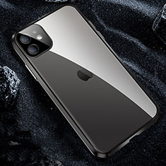Handyhülle Hülle Luxus Aluminium Metall Rahmen Spiegel 360 Grad Tasche T12 für Apple iPhone 11 Pro Schwarz