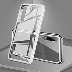 Handyhülle Hülle Luxus Aluminium Metall Rahmen Spiegel 360 Grad Tasche T12 für Huawei P30 Weiß