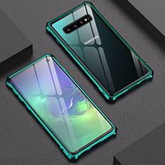 Handyhülle Hülle Luxus Aluminium Metall Rahmen Spiegel Tasche A01 für Samsung Galaxy S10 5G Grün