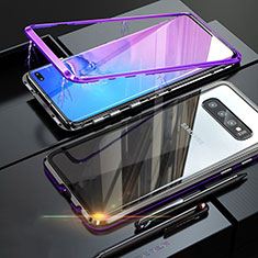 Handyhülle Hülle Luxus Aluminium Metall Rahmen Spiegel Tasche A01 für Samsung Galaxy S10 Plus Violett