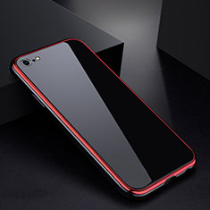 Handyhülle Hülle Luxus Aluminium Metall Rahmen Spiegel Tasche für Apple iPhone 6 Rot und Schwarz
