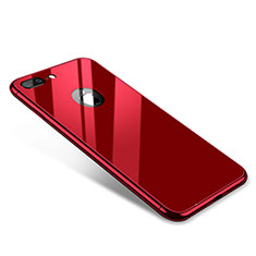 Handyhülle Hülle Luxus Aluminium Metall Rahmen Spiegel Tasche für Apple iPhone 7 Plus Rot